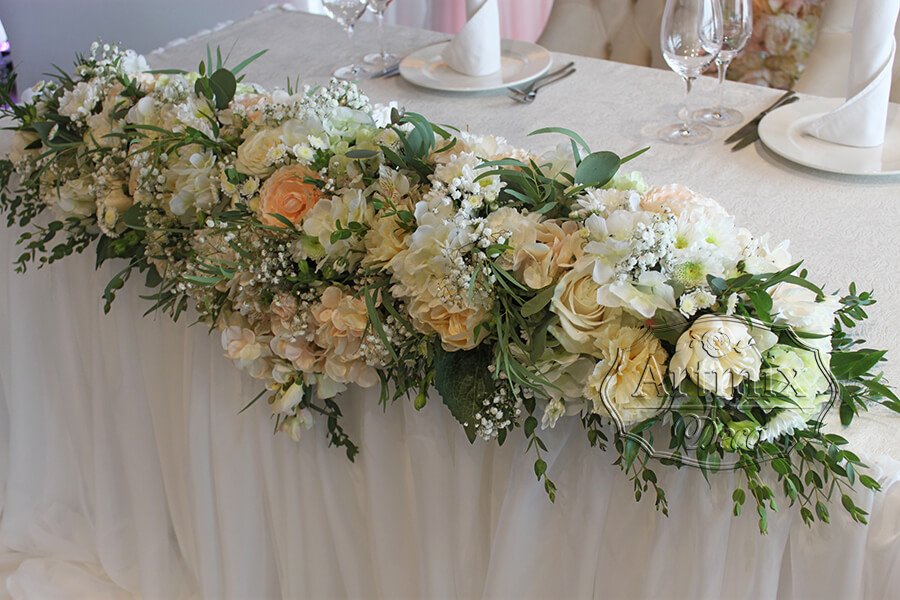 Композиции из цветов на свадебный стол