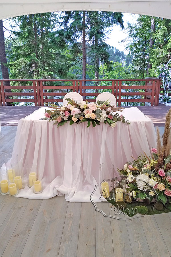 Свадебное оформление в летнем банкетном зале-шатре 