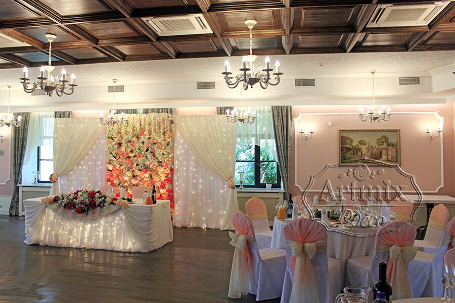 Оформление зала на свадьбу в ресторане "Баязет"