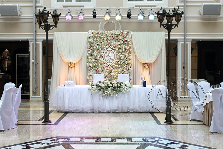 Оформление зала на свадьбу в Гранд Отеле Эмеральд в Санкт-Петербурге