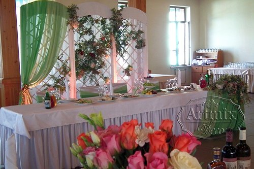 Свадебное оформление в нежно зелёном цвете