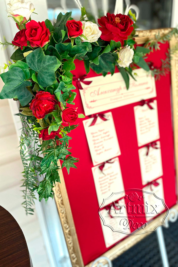 Свадебное оформление зала в бордовом цвете