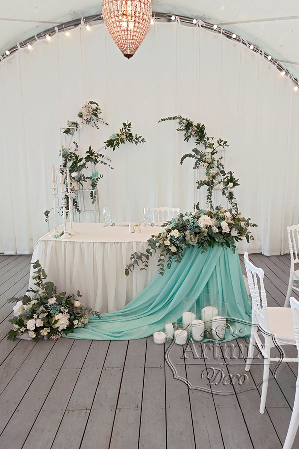 Оформление свадьбы в цвете Тиффани / ресторан Villa Verde