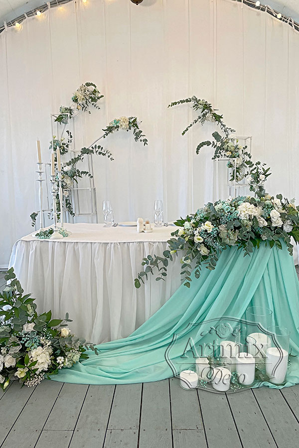 Оформление свадьбы в цвете Тиффани / ресторан Villa Verde