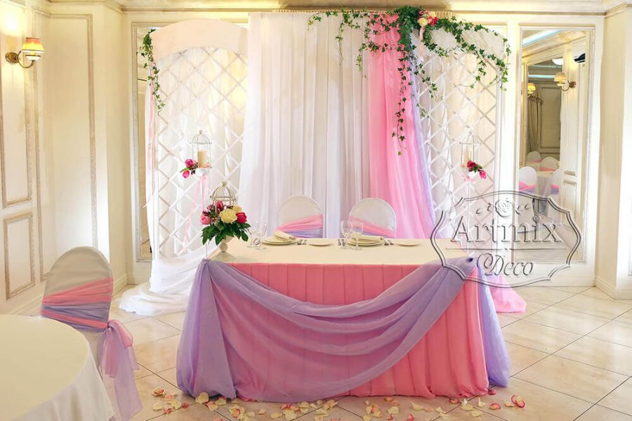 Нежная свадьба в сиренево - розовых тонах с элементами декора – БЕСЕДКА