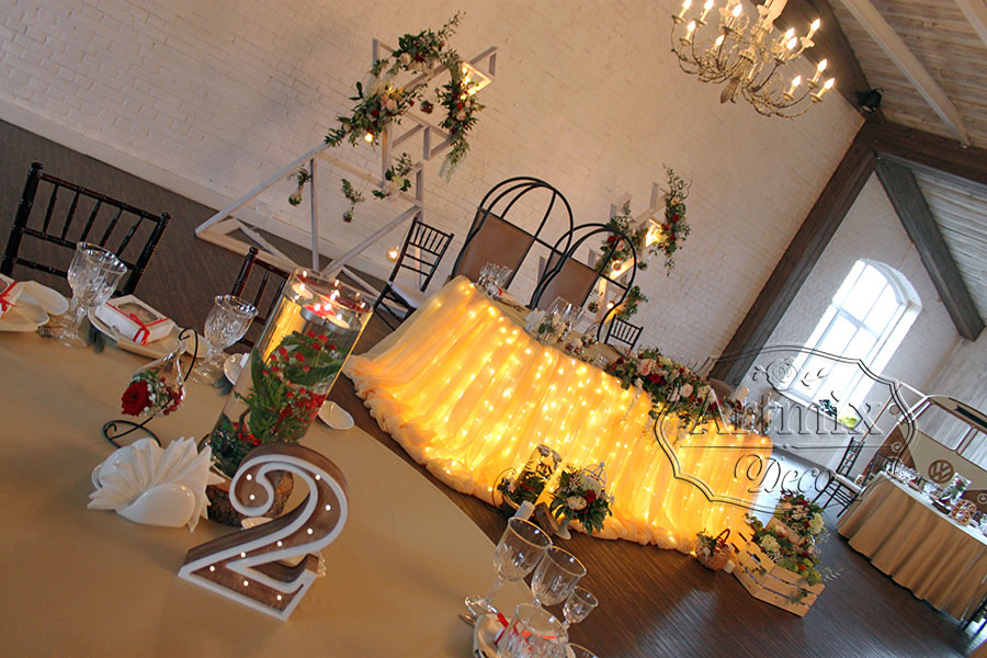 Оформление свадебного зала в стиле Лофт ресторана Весенни
